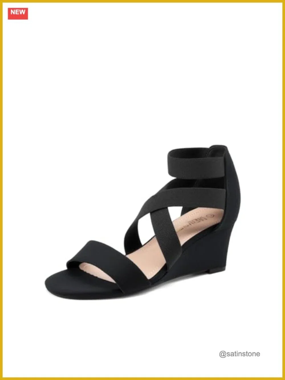Women's Ankle Strap Low Wedge Sandals Faux Suede Cushioned 2.5 Inch Heel